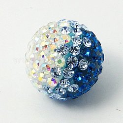Perles de cristal autrichien, pavé de billes, dégradé de couleur, avec de la résine à l'intérieur, ronde, 206 _sapphire, 12mm, Trou: 1mm