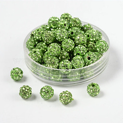 Perline strass polimero argilla, perline palla di disco, grado a, tondo, pp 9, peridoto, PP9 (1.5~1.6mm), 6mm, Foro: 1.2 mm