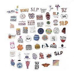56Pcs 56 Styles Pathology Theme Paper Cartoon Stickers Sets, Adhesive Decals for DIY Scrapbooking, Photo Album Decoration, Word, 26~63x35~69x0.2mm, 1pc/style