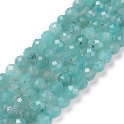 Chapelets de perles en amazonite naturelle, facette, ronde, 6mm, Trou: 0.9mm, Environ 68 pcs/chapelet, 15.35 pouce (39 cm)