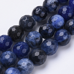 Natural Sodalite Beads Strands, Faceted, Round, 6mm, Hole: 1mm, about 62pcs/strand, 15.3 inch