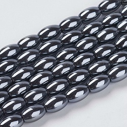 Perles en hématite synthétique sans magnétiques, ovale, noir, 8x5mm, Trou: 1mm, Environ 45 pcs/chapelet
