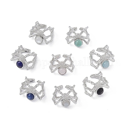 Anillos de puño de piedras preciosas naturales de araña, anillos abiertos de latón en tono platino para mujer, 4.5~22mm, diámetro interior: tamaño de EE. UU. 7 1/4 (17.5 mm)