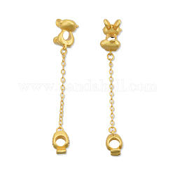 Brass Beads, with Chain, Cadmium Free & Nickel Free & Lead Free, Rabbit with Carrot, Real 18K Gold Plated, 55mm