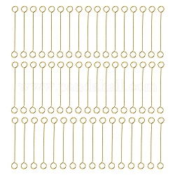 316 Surgical Stainless Steel Eye Pins, Double Sided Eye Pins, Golden, 26 Gauge, 20x2.5x0.4mm, Hole: 1.6mm