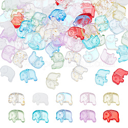 Dicosmétique 120pcs 10 couleurs perles de verre transparentes, éléphant, couleur mixte, 10x12~13x3~4mm, Trou: 0.8~1mm, 12 pcs / couleur