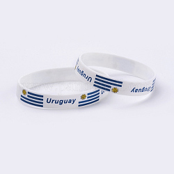 Bracelets en silicone bracelet souvenir, avec motif de drapeau, Uruguay, blanc, 2-3/8 pouce (61 mm), 12mm