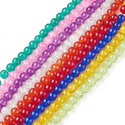 Crackle Glass Beads Strands, Round , Mixed Color, 6mm, Hole:1.3~1.6mm, about 133pcs/strand, 31.4 inch