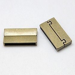 Alloy Magnetic Clasps, Rectangle, Nickel Free, Antique Bronze, 37x19x7mm, Hole: 34x4mm