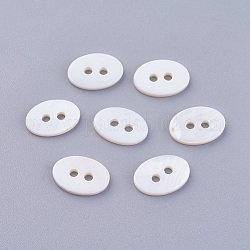 Boutons de coque à 2 trou, ovale, 12~12.5x8~8.5x2mm, Trou: 1.6mm