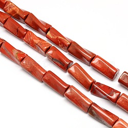 Jaspe rojo natural de los abalorios de columna giro hebras, 21x10x10mm, agujero: 1 mm, aproximamente 20 pcs / cadena, 15.74 pulgada