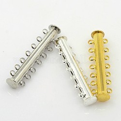 7-strands Brass Magnetic Slide Lock Clasps, 14 Holes, for Multi-strand Jewelry, Nickel Free, Mixed Color, 40x10mm, Hole: 1.5mm