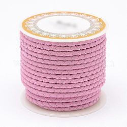 Geflochtene Rindslederband, Lederseilschnur für Armbänder, rosa, 4 mm, ca. 5.46 Yard (5m)/Rolle