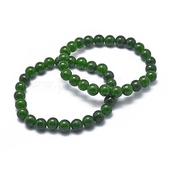 Bracelets stretch de perles de jade taiwan naturelles, ronde, teinte, 2 pouce ~ 2-1/8 pouces (5.2~5.5 cm), perle: 10 mm