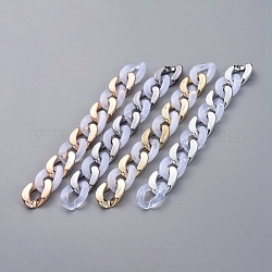 Handgefertigte Acryl-Bordsteinketten im Edelsteinstil, mit CCB-Kunststoff-Verbindungsring, weiß, Mischfarbe, Link: 30x21x6 mm, ca. 39.37 Zoll (1m)/Strang