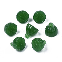 Charms in vetro di giada imitazione, seedpod del loto, verde mare, 13x13mm, Foro: 1.2 mm