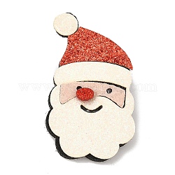 Spilla in pelle pu a tema natalizio, perno in lega di zinco, Babbo Natale, 45x30x4.5mm
