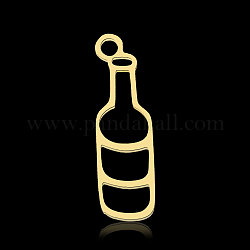 Colgantes de 201 acero inoxidable, botella, real 18k chapado en oro, 19x6x1mm, agujero: 1.6 mm