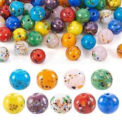 54 pièces 9 couleurs perles de chalumeau faites à la main, ronde, couleur mixte, 10x9mm, Trou: 1.2mm, 6 pcs / couleur