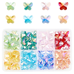 Nbeads 64pcs 8 Farben galvanisieren Glasperlen, ab Farbe plattiert, facettiert, Schmetterling, Mischfarbe, 12x14.5x7.5 mm, Bohrung: 1 mm