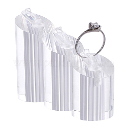 Ensemble de présentoirs à bagues en acrylique pour bijoux, colonne, clair, 4~5.7x2.5 cm, 3 pc / set