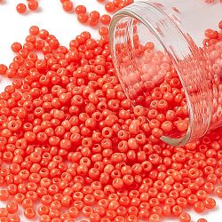 12/0 Grade A Baking Paint Glass Seed Spacer Beads, Dark Orange, 2x1.5mm, Hole: 0.7mm, about 2840pcs/50g