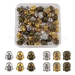 Craftdady perles en alliage de style tibétain, Bouddha, pour bouddhiste, couleur mixte, 11x9x8mm, 60 pcs / boîte