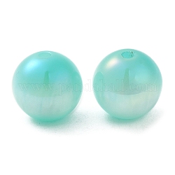 Perle di resina opaca iridescente, perline di caramelle, tondo, turchese, 12x11.5mm, Foro: 2 mm