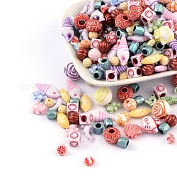 Perles acryliques mélangent, varier dans des couleurs et des formes, environ 4~19 mm de large, Longueur 4~42mm, Trou: 1~5mm