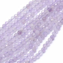 Natural Amethyst Beads Strands, Faceted, Round, 3mm, Hole: 0.6~0.8mm, about 113pcs/strand, 15.35 inch(39cm)