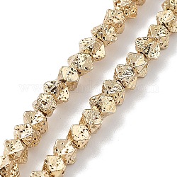 Fili di perle di roccia lavica naturale elettrodeposta, rombo, placcato oro chiaro, 3.5~4x4.5~5x4.5~5mm, Foro: 1 mm, circa 108pcs/filo, 15.71'' (39.9 cm)