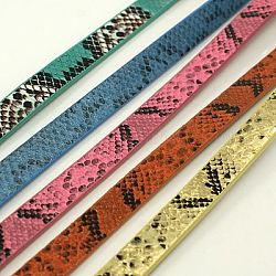 PU Leather Cord, Imitation Snake Skin, Mixed Color, 10x2mm, about 1.31 yards( 1.2m)/strand