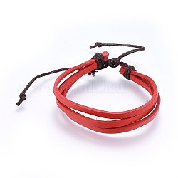 Cordón de cuero pulseras de varias vueltas, con cordón encerado, rojo, 2-3/8 pulgada (6 cm) ~ 3-3/8 pulgadas (8.5 cm)