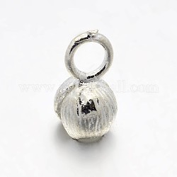 Brass Bead Tips, Silver Color Plated, 11x6mm, Hole: 3mm, Inner Diameter: 3mm