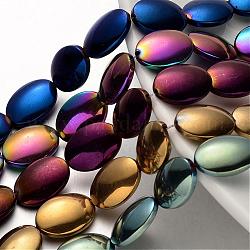 Chapelets de perles en hématite synthétique sans magnétiques, ovale, couleur mixte, 18x13x4~5mm, Trou: 1mm, Environ 22 pcs/chapelet, 15.7 pouce