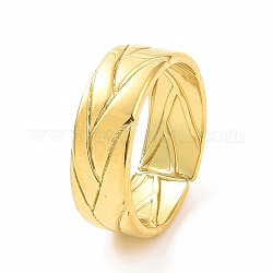 Ion Plating(IP) 304 Stainless Steel Grooved Cuff Ring for Women, Golden, Inner Diameter: 17mm