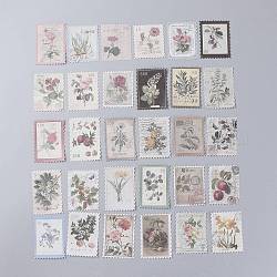 Set di adesivi per francobolli d'epoca, per scrapbooking, pianificatori, diario di viaggio, mestiere fai da te, Modelli di piante, 6.8x4.7cm, 60 pc / set
