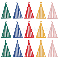 DICOSMETIC 50Pcs 5 Colors Triangle Charms Stainless Steel Hollow Style Filigree Pendants Green/Blue/Red/Yellow/Pink Geometric Pendant Necklace for DIY Jewelry Making and Crafts, Hole: 1.5mm