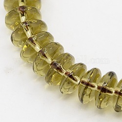 Chapelets de perles en cristal de quartz synthétique, rondelle, teints et chauffée, olive, 10x5mm, Trou: 1mm, Environ 86 pcs/chapelet, 15.7 pouce
