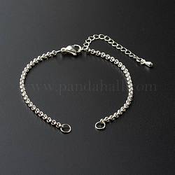 304 Stainless Steel Rolo Bracelet Making, with Brass Chain Extender, Silver, 6.50 inch(16.5cm)