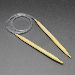 Rubber Wire Bamboo Circular Knitting Needles, More Size Available, Light Yellow, 780~800x7.0mm