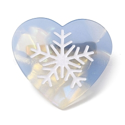Corazón con pinzas para el pelo de cocodrilo de acetato de celulosa (resina) de copo de nieve., con clips de hierro dorado, Para mujeres niñas, azul acero claro, 48x50x11mm
