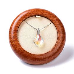 Модный бархатный деревянный кулон и подставка для ожерелья, ювелирный дисплей, плоско-круглые, цвет шоколада, 10.5x4.8 см