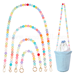 PandaHall Elite 4Pcs 4 Style Acrylic Frosted Beaded Bag Strap, with Alloy Clasp, Mixed Color, 25~90.5cm, 1pc/style