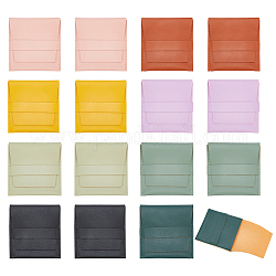 Nbeads 16 pz 8 colori sacchetti di immagazzinaggio di gioielli in similpelle, buste quadrate per gioielli con flip cover, colore misto, 8.3x8x0.2cm, 2 pz / colore