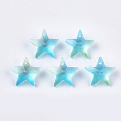 Regenbogen k9 Glasanhänger, facettiert, Stern, Licht Himmel blau, 15.5x16.5x7.5 mm, Bohrung: 1 mm