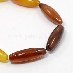 Natural Agate Rice Bead Strands, Elongated Oval Beads, Dyed, 30x10mm, Hole: 1mm, about 13pcs/strand, 15.3inch