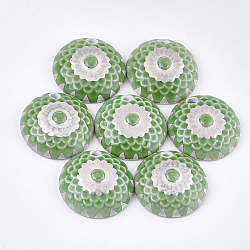 Handgemachte Porzellan-Anhänger, Flachrund, lime green, 43x11.5~12.5 mm, Bohrung: 5~6 mm