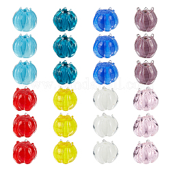 Nbeads 32pcs 8 couleurs perles au chalumeau faites à la main, fleur, couleur mixte, 11~12x10mm, Trou: 1mm, 4 pcs / couleur