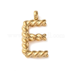 316 Surgical Stainless Steel Pendants & Charms, Golden, Letter E, 14x7x2mm, Hole: 2mm